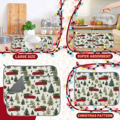Alfombrilla Hunken con diseño de árbol navideño para secar platos.