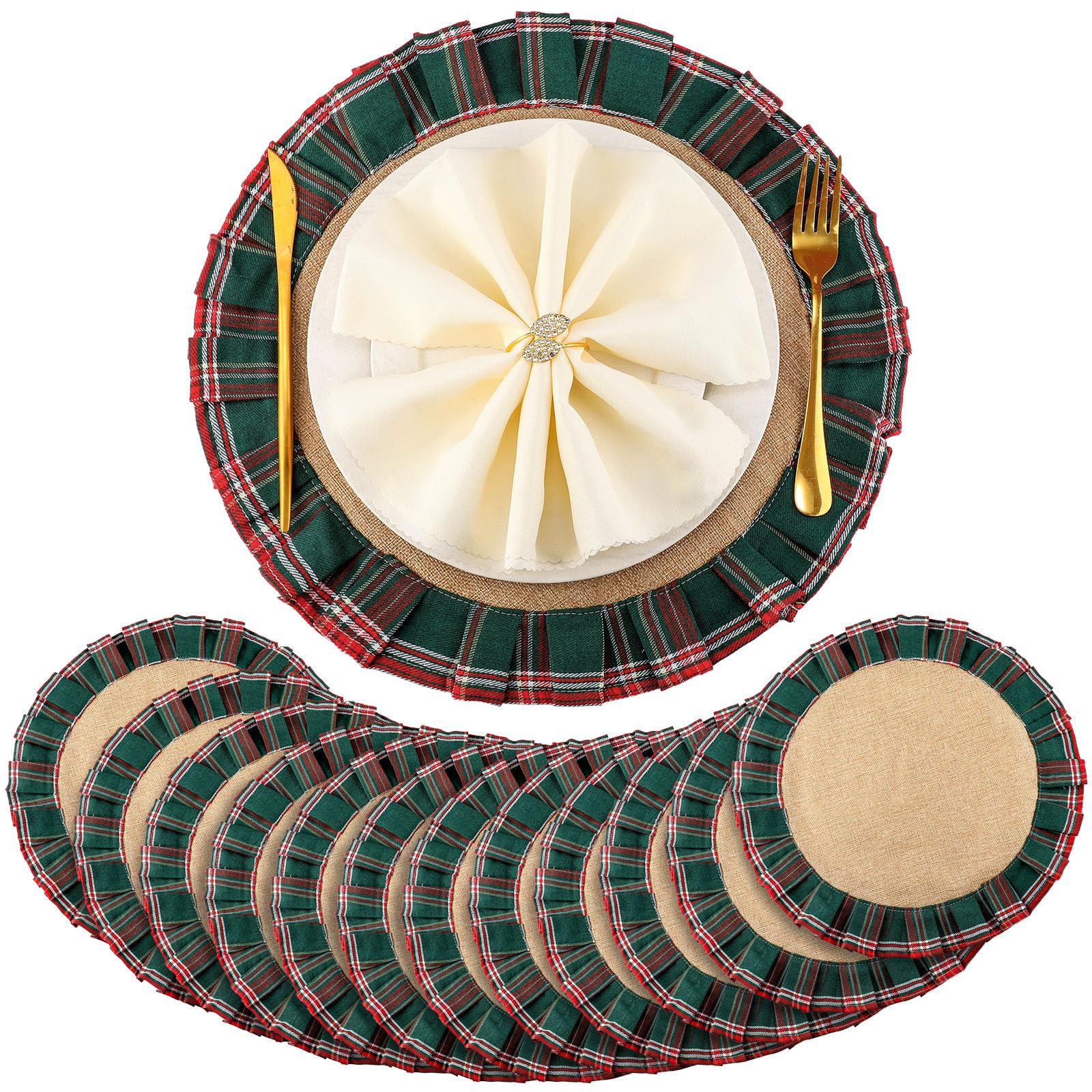Manteles redondos HunnmingRe de 40 cm para cenas navideñas, protegen la mesa.