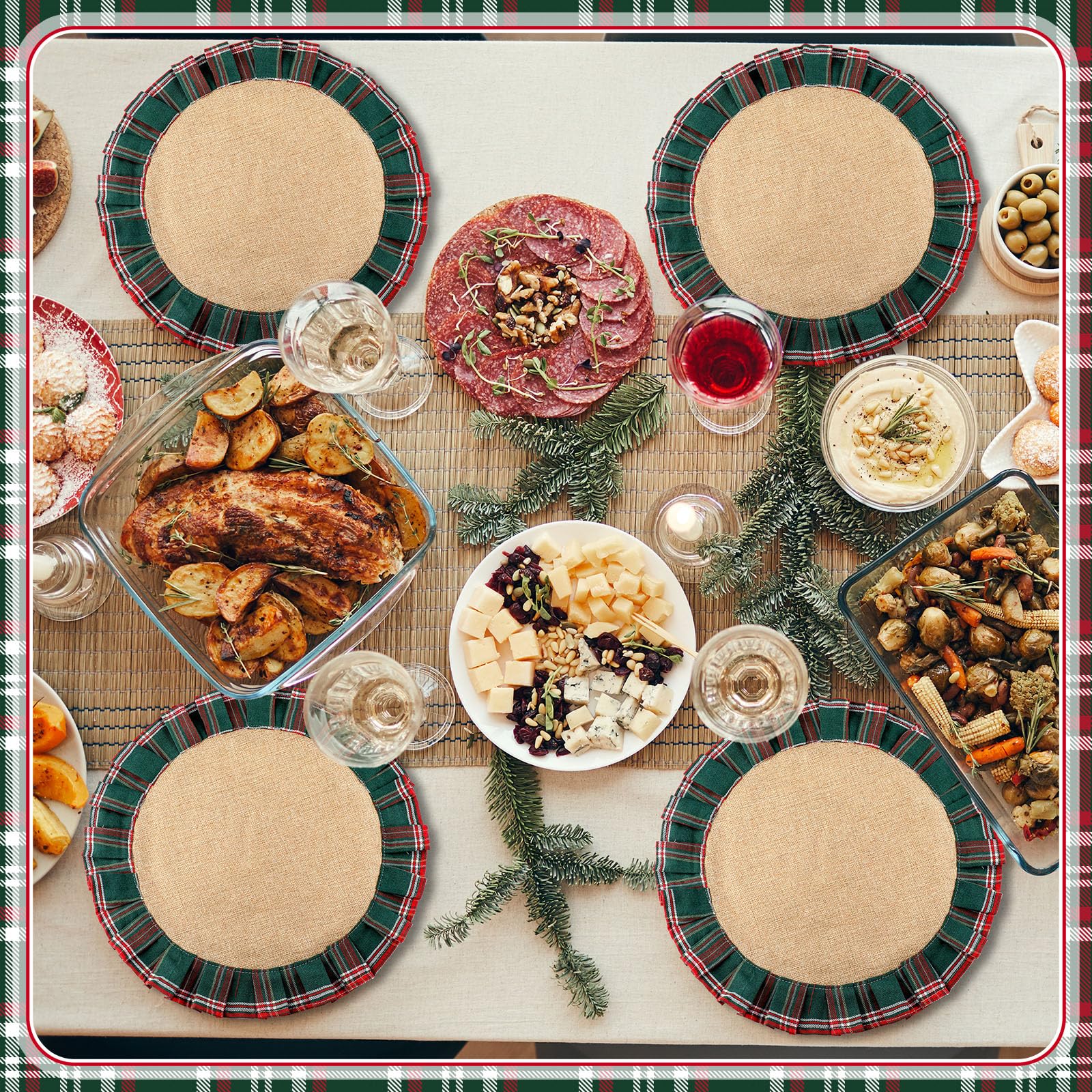 Conjunto de 12 manteles, ideal para reuniones familiares.