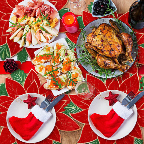 Conjunto de 6 manteles decorativos para ocasiones navideñas con bordado HunnmingRe.