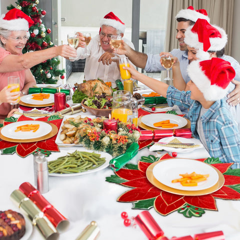 Mantel individual resistente para comidas navideñas con bordado elegante HunnmingRe.
