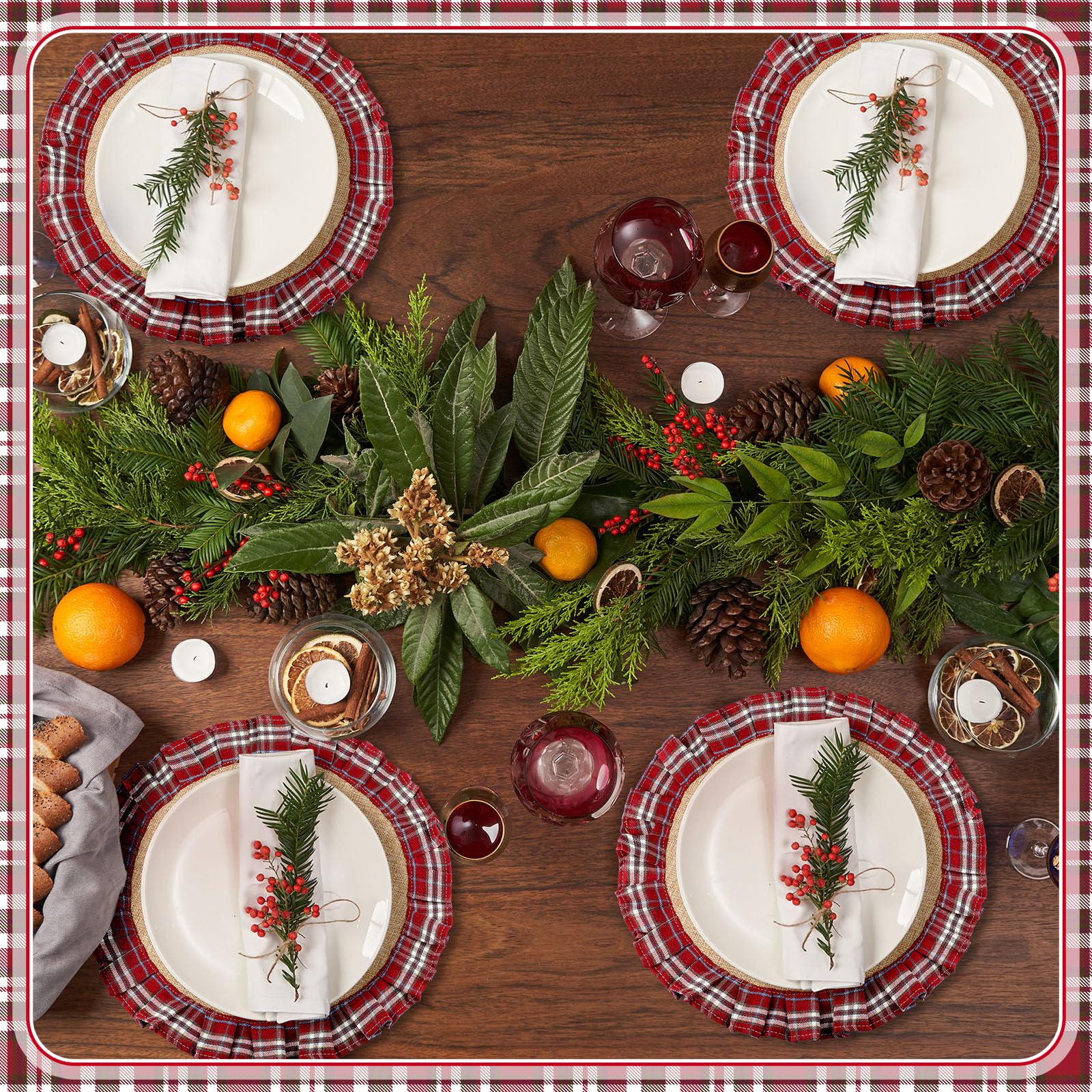 Uso en interiores para cenas y celebraciones con manteles navideños