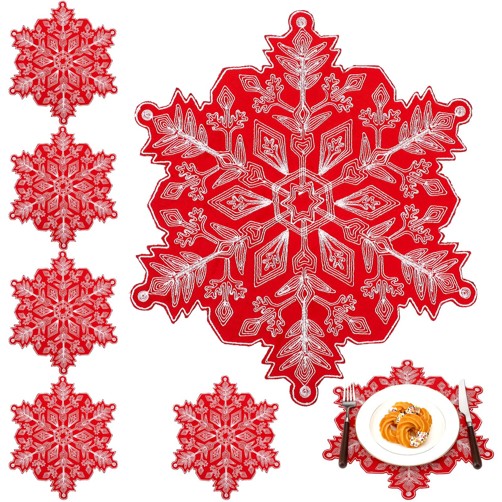 Manteles navideños de HunnmingRe con copo de nieve, ideales para Navidad.