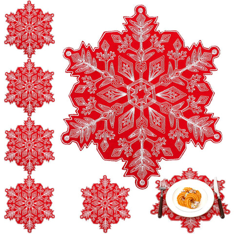 Manteles navideños de HunnmingRe con copo de nieve, ideales para Navidad.