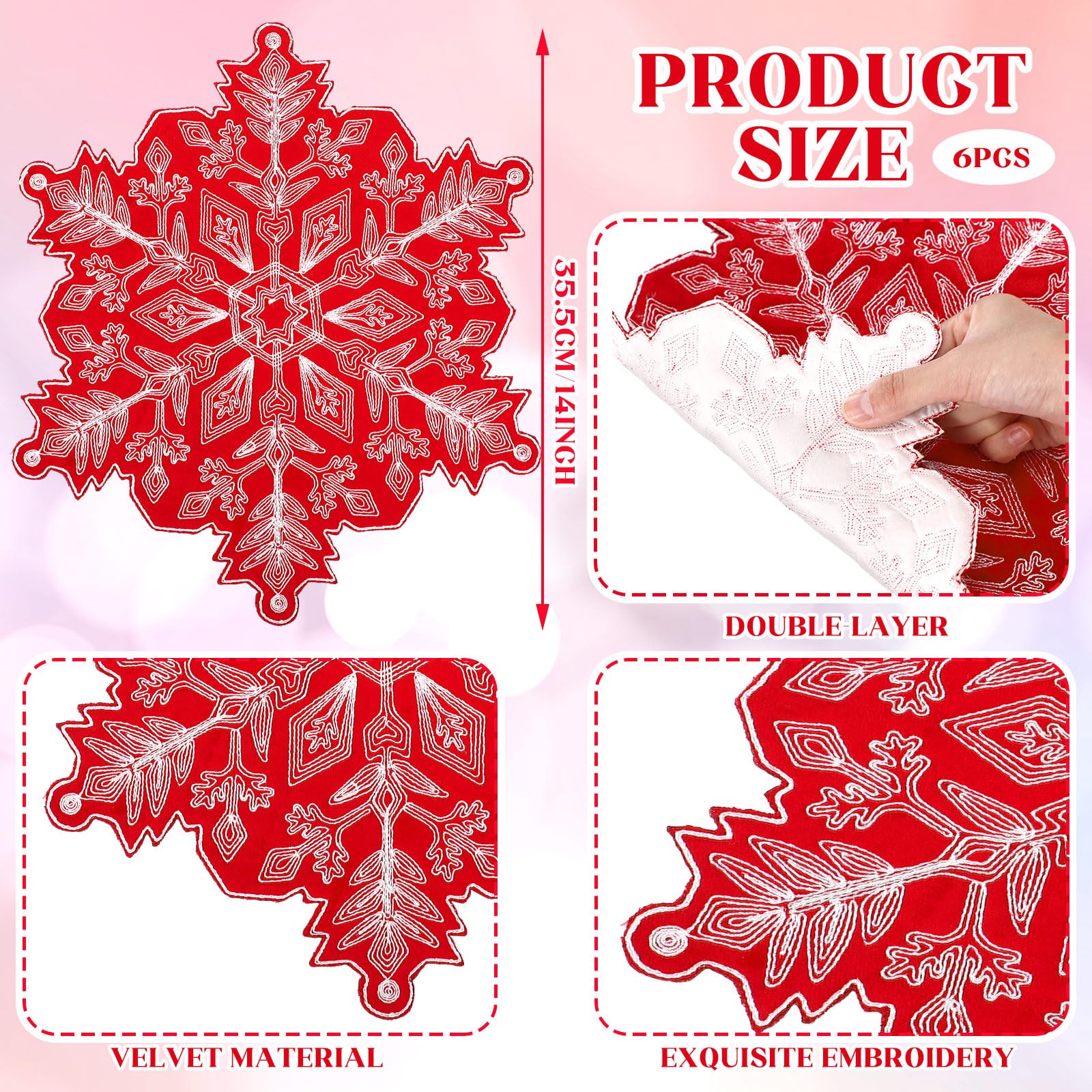 HunnmingRe mantel navideño con bordado de copo, perfecto para cenas festivas.