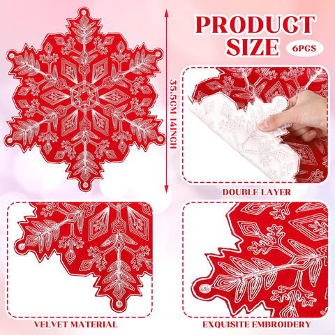 HunnmingRe mantel navideño con bordado de copo, perfecto para cenas festivas.