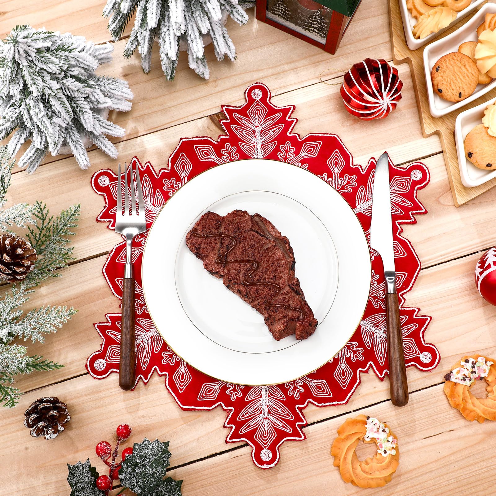 Manteles de terciopelo rojo HunnmingRe, superficie suave para mesa festiva.