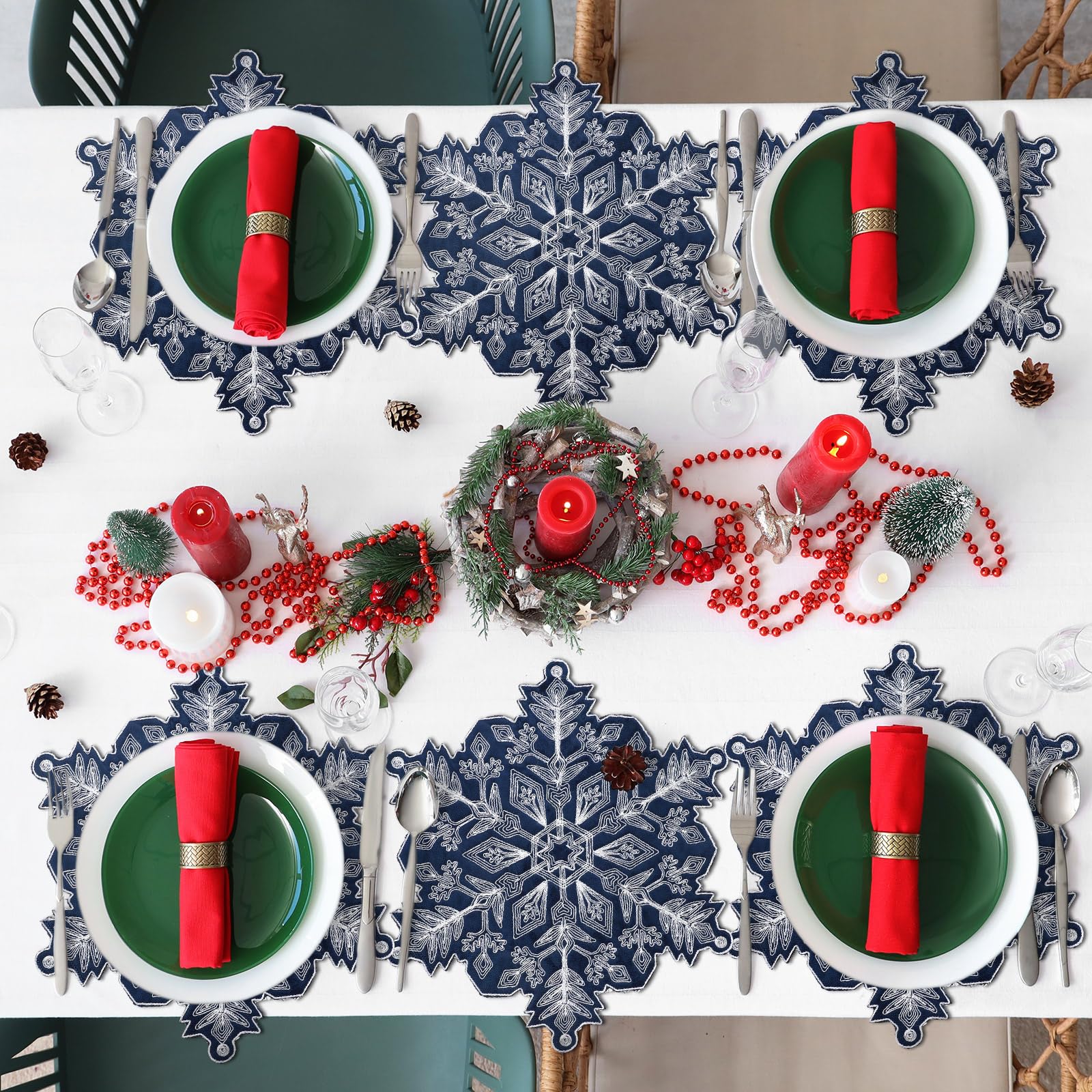 Manteles de terciopelo azul HunnmingRe para cenas festivas