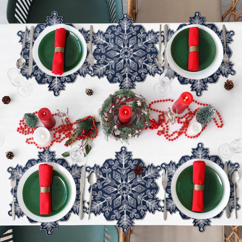 Manteles de terciopelo azul HunnmingRe para cenas festivas