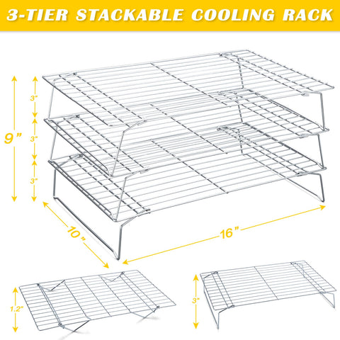 Hunnycook conjunto de tres rejillas altas para hornear y enfriar