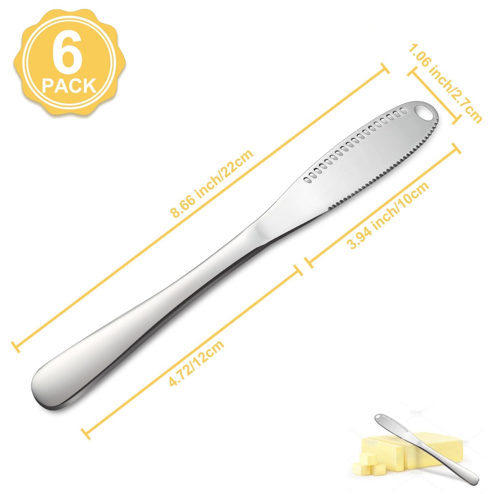 Cuchillo Hunnycook con borde serrado para cortar mantequilla sin esfuerzo.