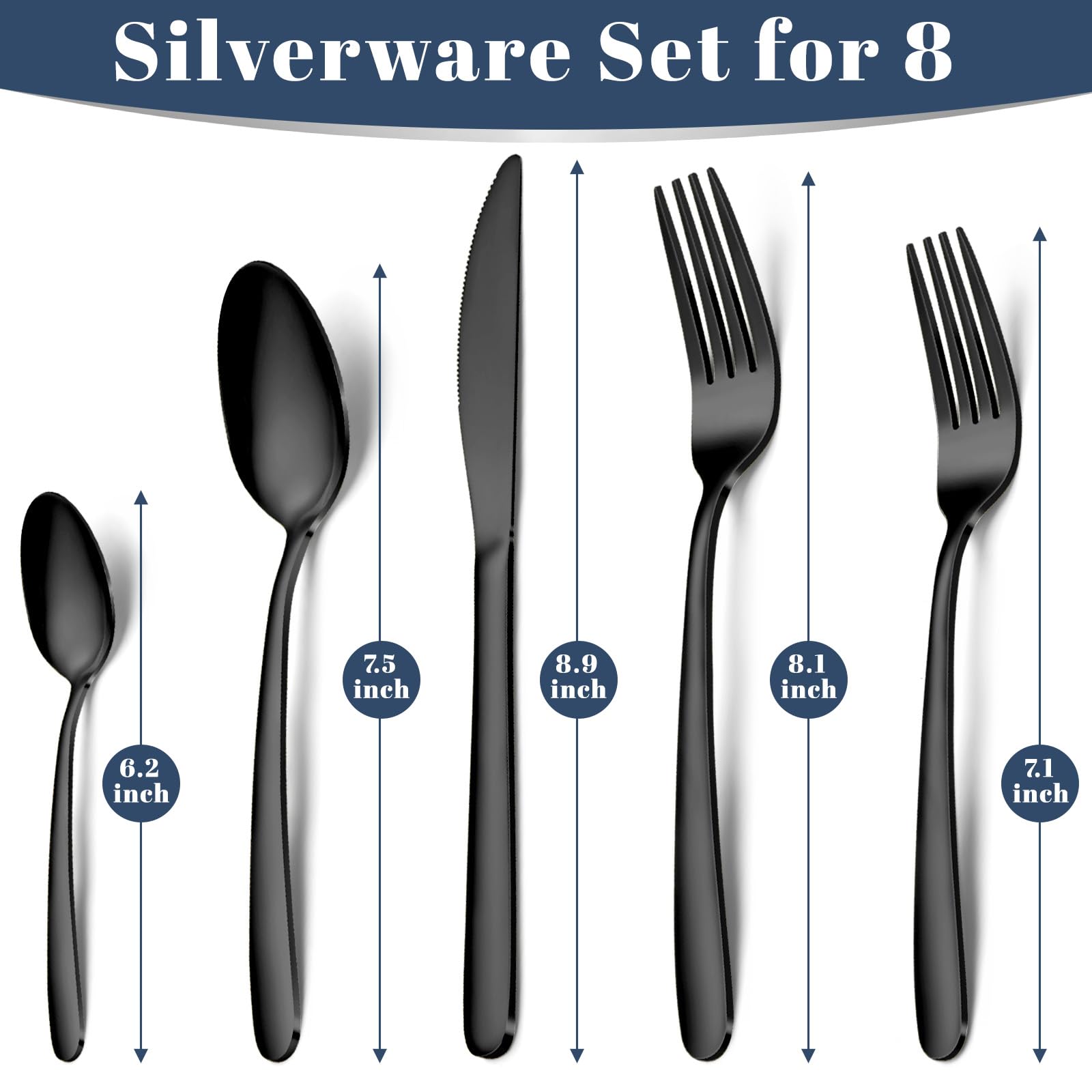 Hunnycook tenedores negro para cena, diseño elegante y ergonómico para uso diario.