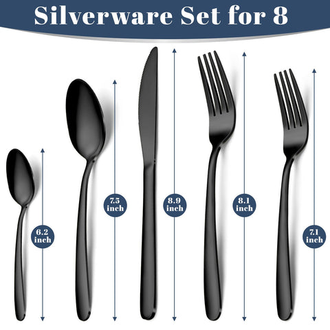 Hunnycook tenedores negro para cena, diseño elegante y ergonómico para uso diario.