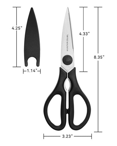 Tijeras HUNTER.DUAL cocina, limpieza rápida y almacenamiento práctico.