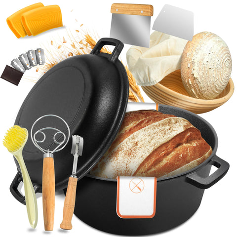 Huolewa cazo de hierro forjado 5 qt con tapa, ideal para guisos.