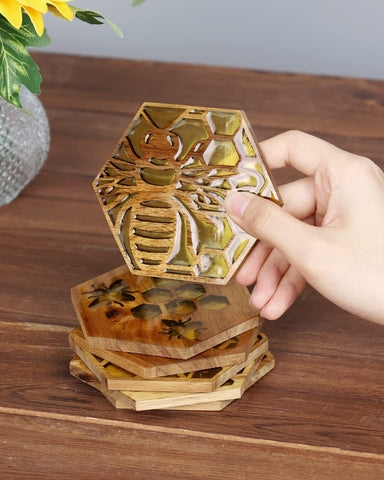 Resina amarilla en posavasos para un brillo tipo miel