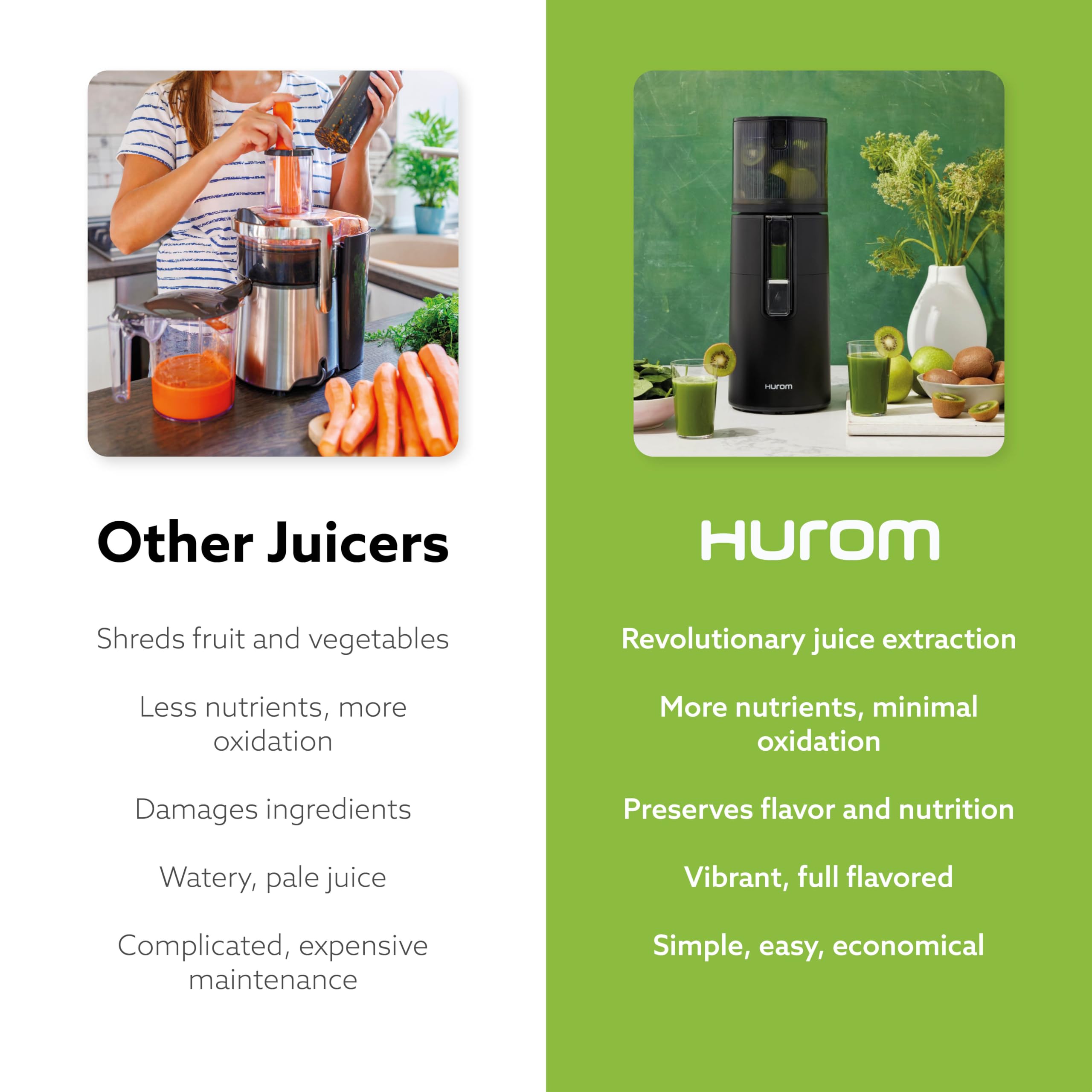 Hurom H400: tecnología de apretado lento para conservar sabor y nutrientes
