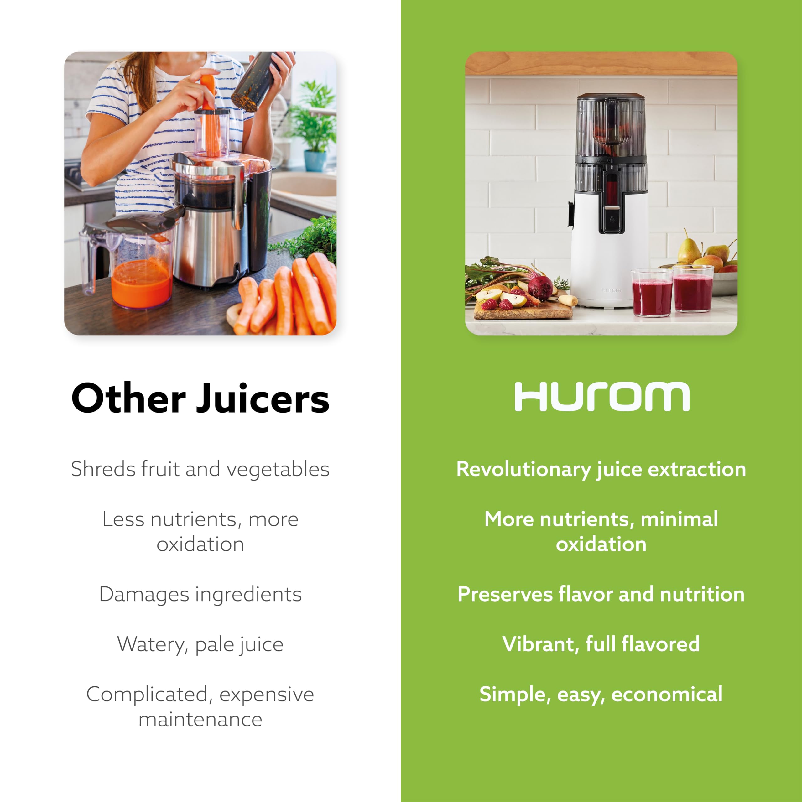 Hurom H70 vista superior del alimentador autoalimentado para uso práctico