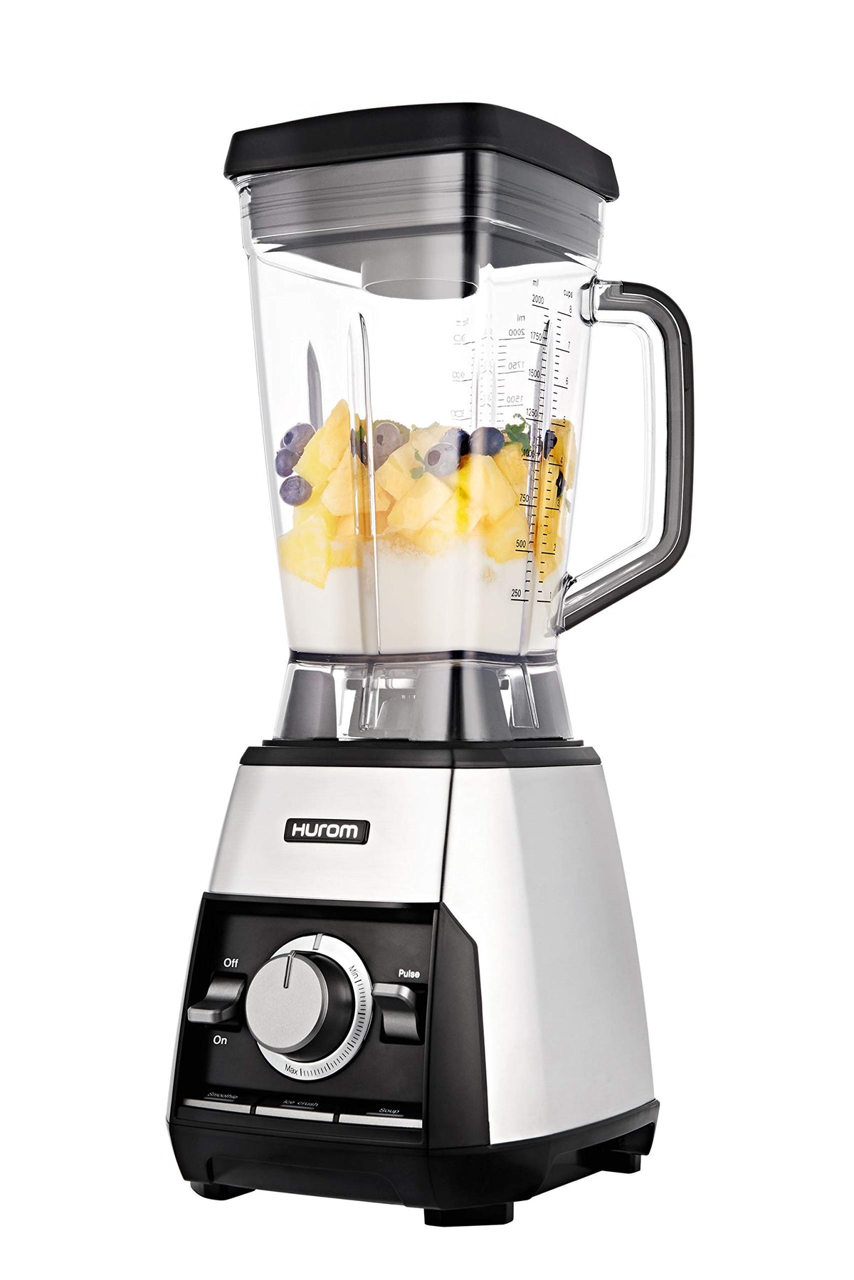 Hurom Hexa Power vista frontal mostrando diseño y controles, durable y profesional