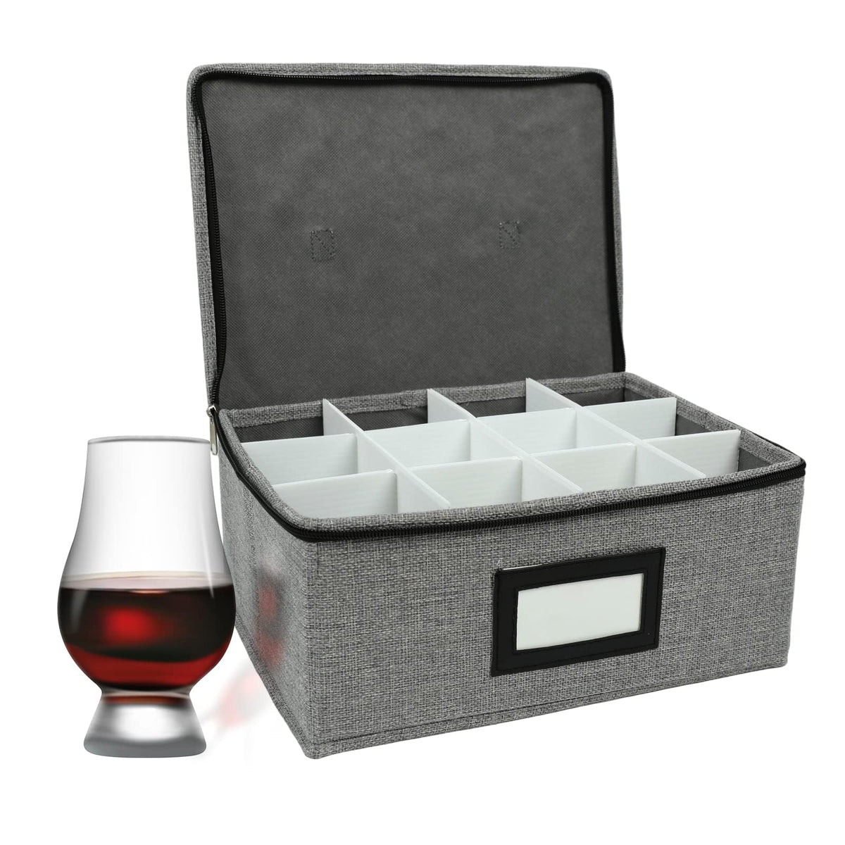 Caja HURZMORO para 12 copas de whisky, orden y seguridad para tus copas.