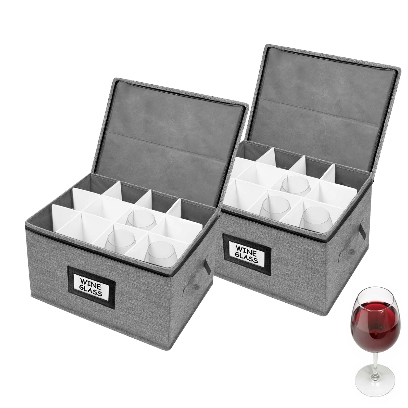 Hurzmoro caja copas 12 con interior acolchado para protección y apilado.