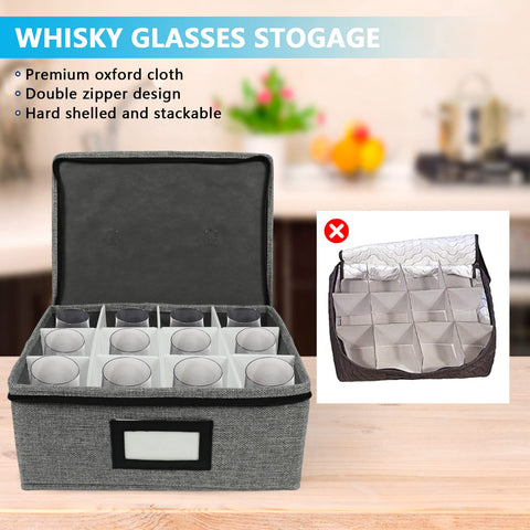 Diseño estable de la caja HURZMORO para almacenamiento de copas whisky.
