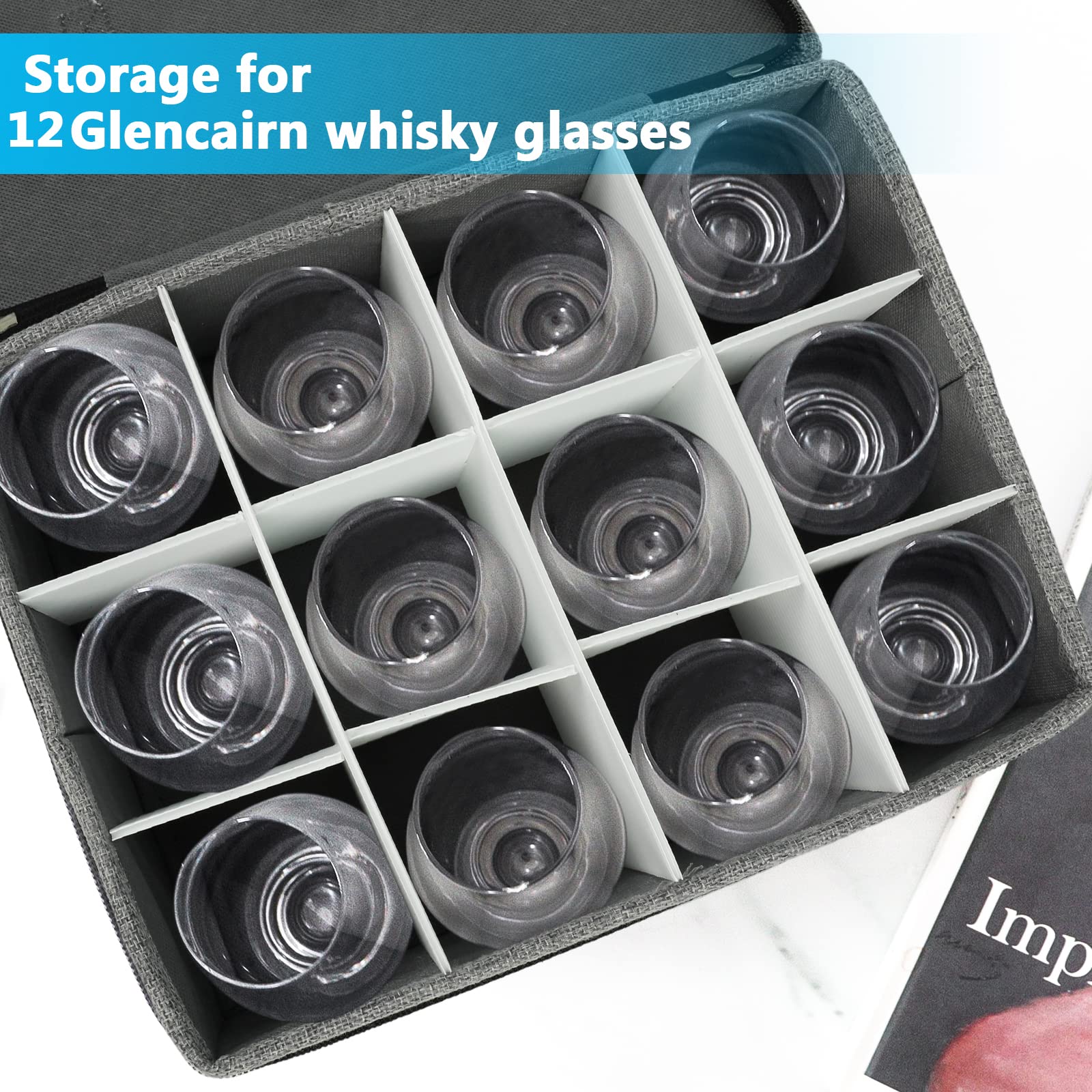 Funda de tela anti polvo para copas whisky, protección adicional.
