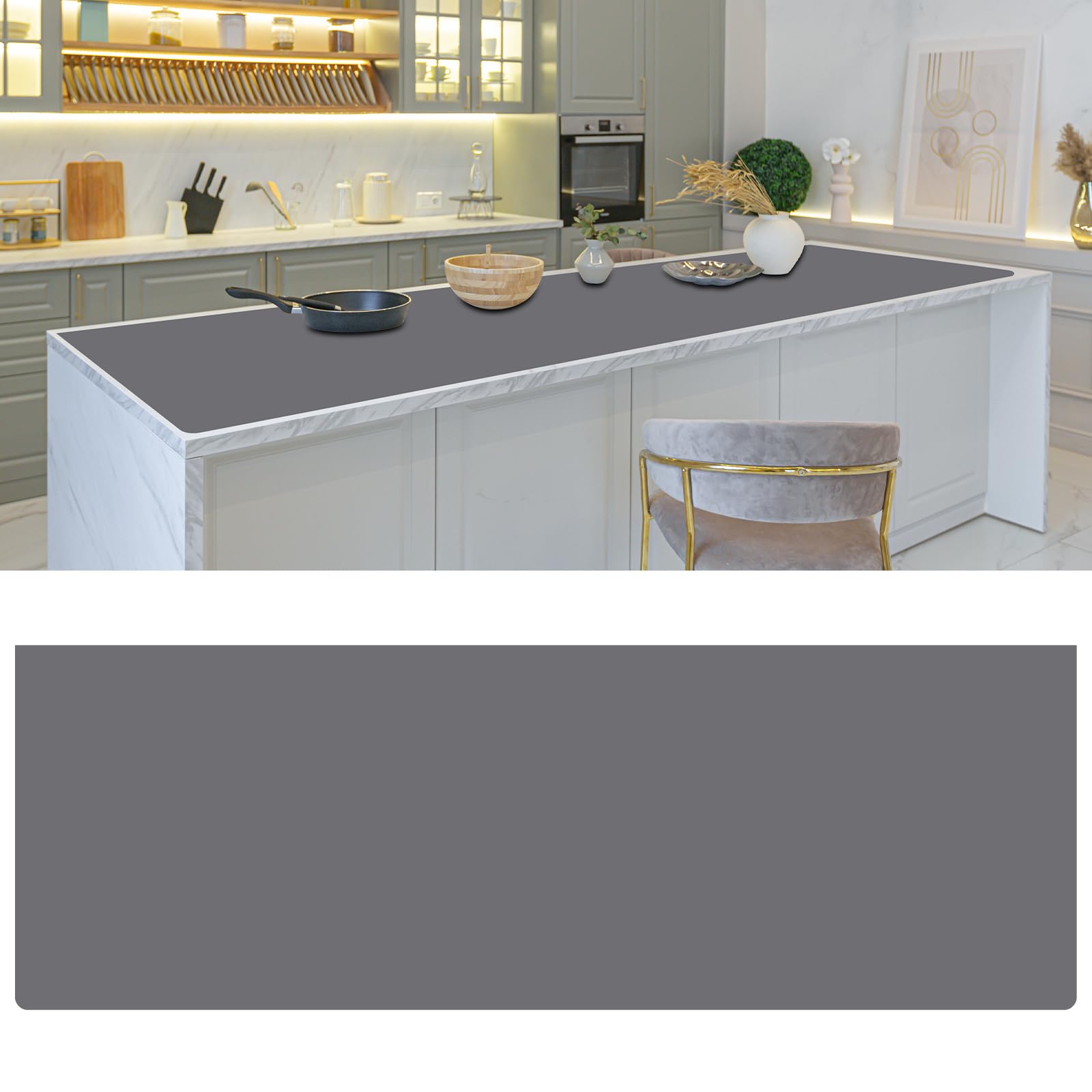 Alfombrilla Hushee de silicona para contador, base estable que protege superficies.