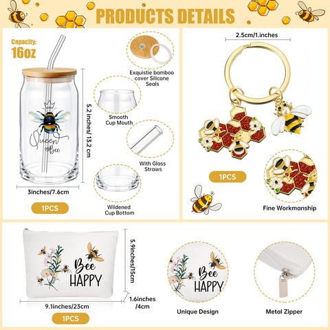 Hushee bolsa maquillaje canvas abeja, almacenamiento conveniente para cosméticos y viaje.