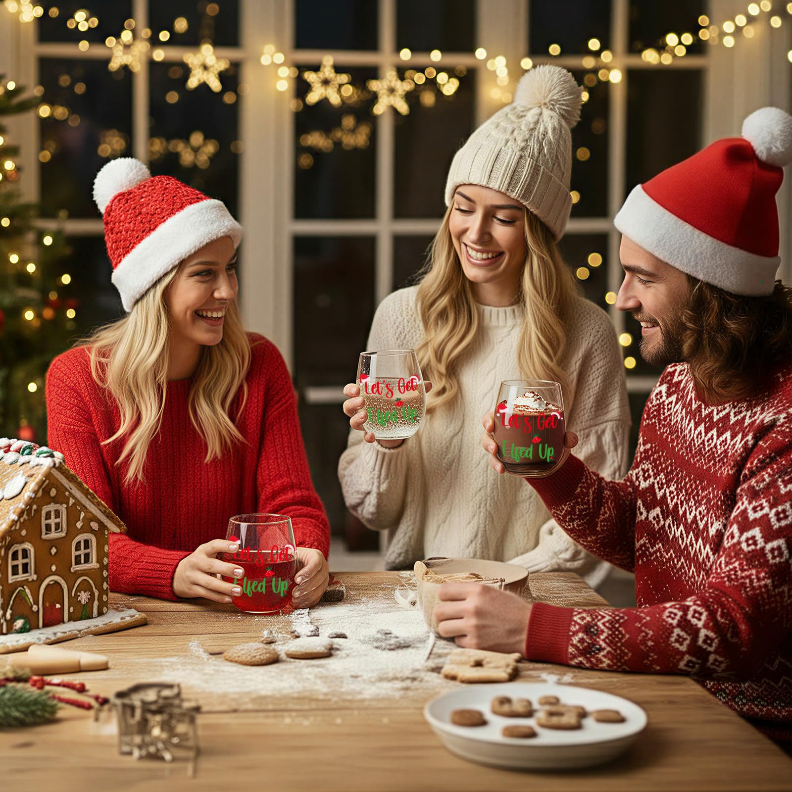 Juego de 4 copas Hushee sin tallo, regalo navideño ideal.