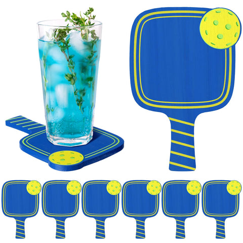 Hushee Dinkball posavasos de madera con asa azul protegen superficies del calor con estilo.