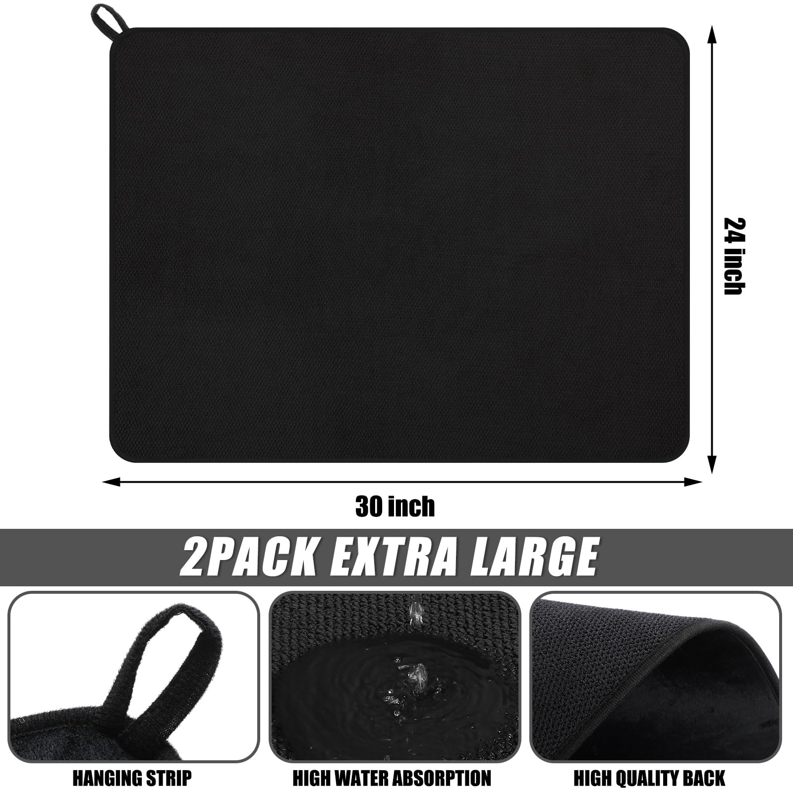 Alfombrillas Hushee de microfibra absorbente, ideal para secado rápido de vajilla.