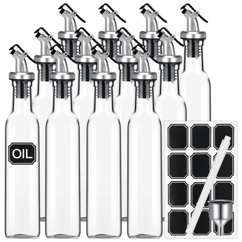 Hushee: juego de botellas de vidrio para aceite de oliva con pico para vertido controlado