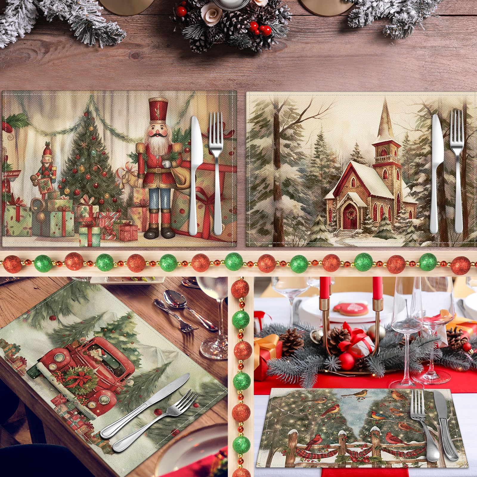 Manteles Hushee Navidad Arreglo de mesa para fiestas en casa.