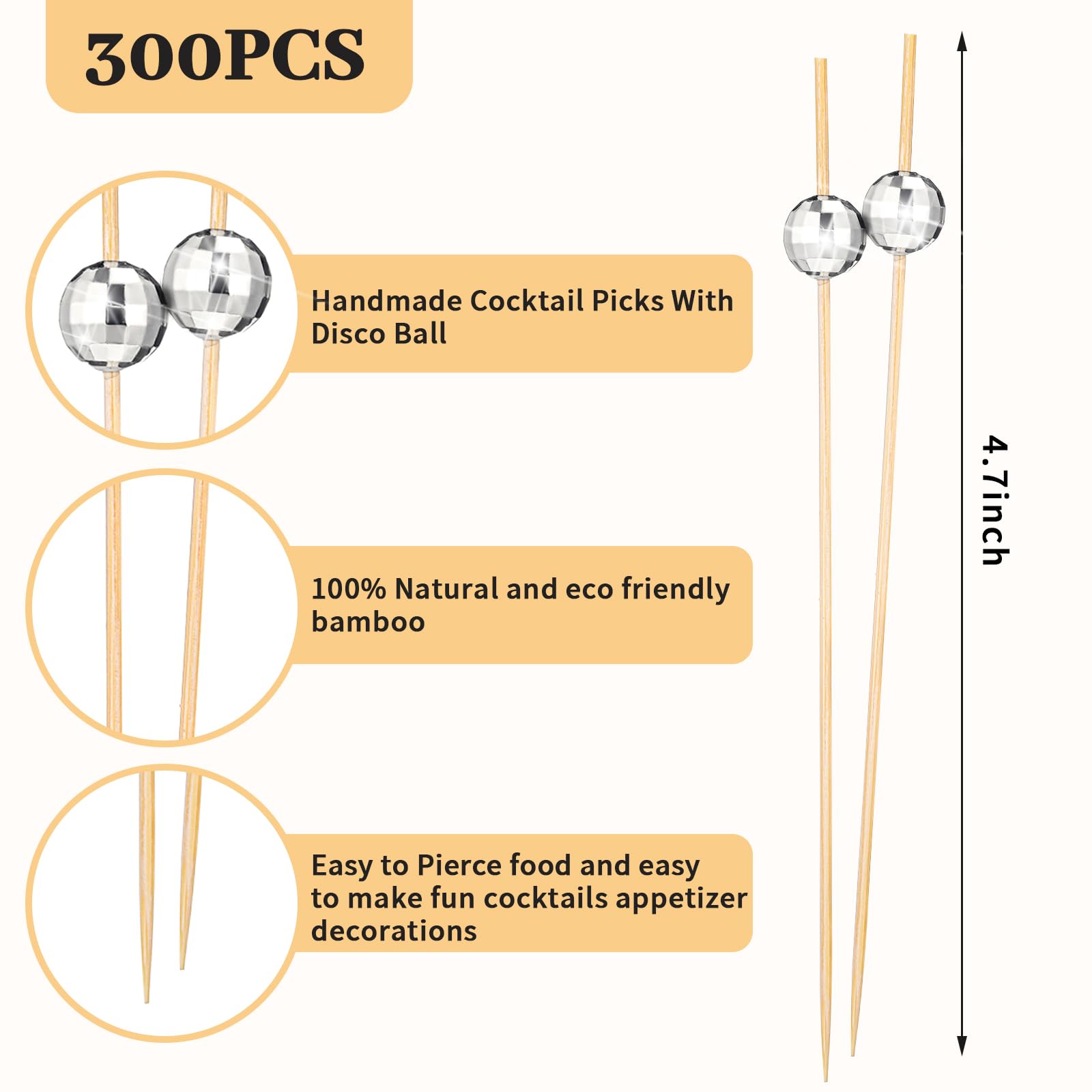 Hushee palillos coctel bambú 12 cm para frutas y quesos en fiestas.