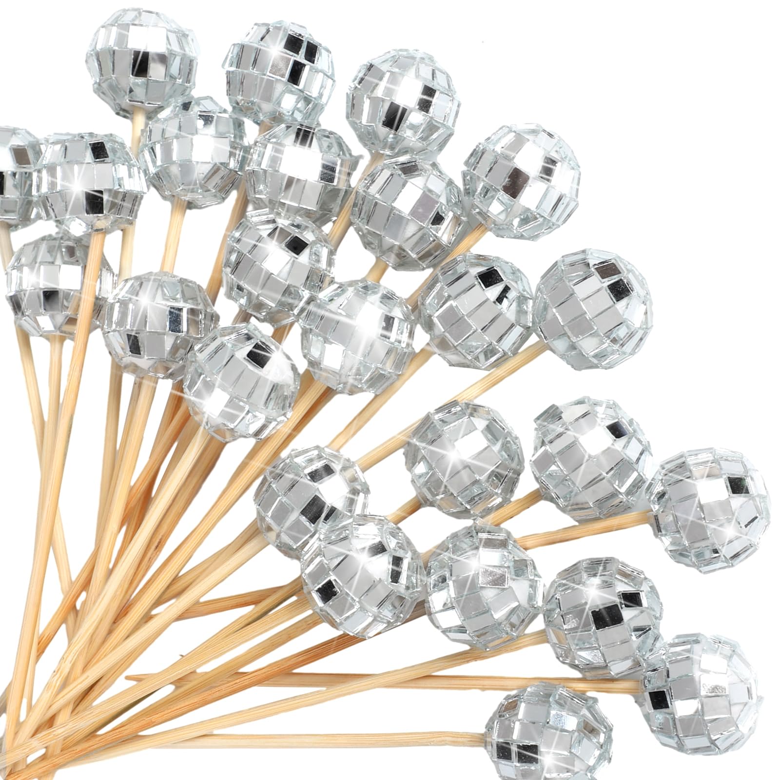 Palitos de cóctel Hushee con bola espejo para decorar bebidas