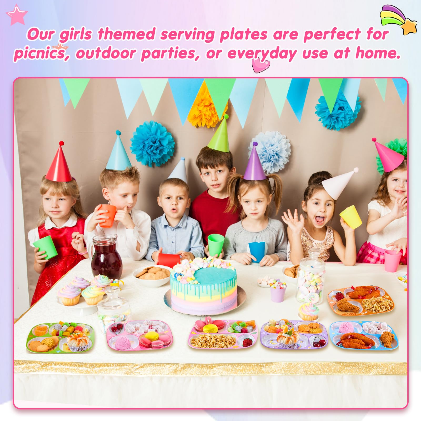 Plato Hushee fiesta: ideal para celebraciones y cumpleaños infantiles.