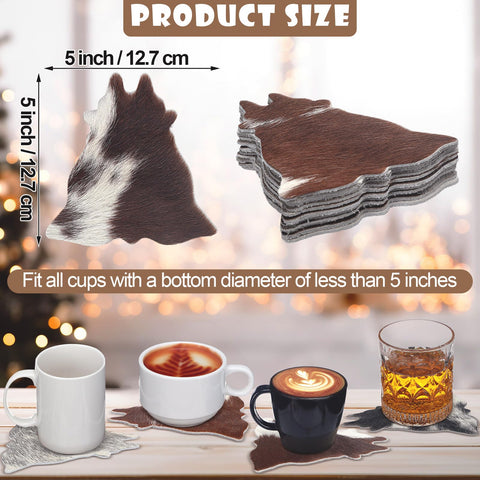 Hushee posavasos de cuero de vaca naturales con acabado bicolor para bebidas.