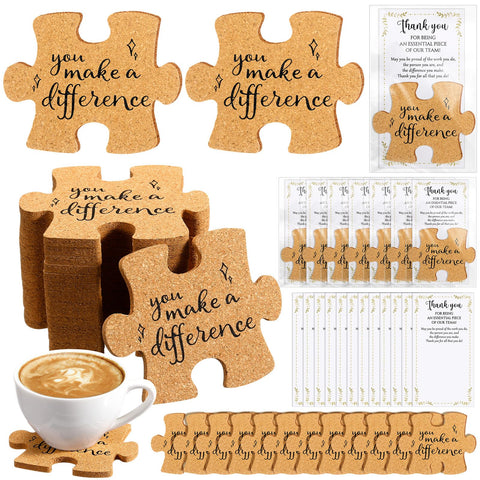 Hushee posavasos rompecabezas, formato 3.94 pulgadas, ideal para bebidas en escritorio.