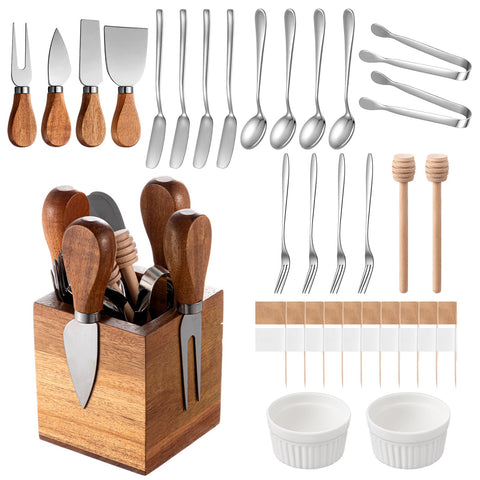 Hushee soporte magnético de madera de acacia para ordenar cubiertos de queso con estilo.