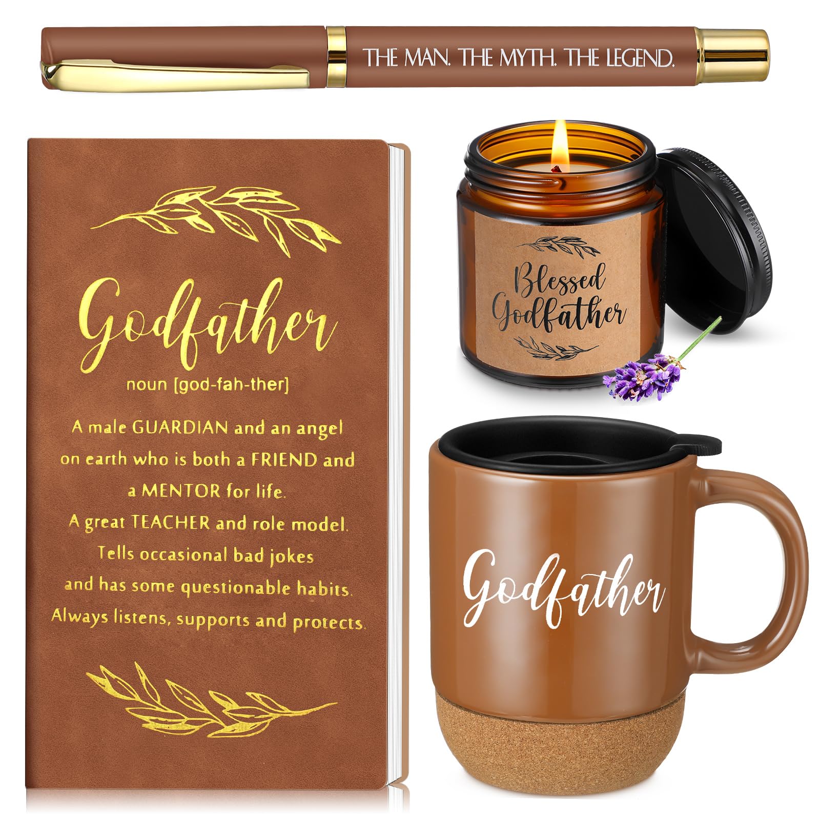 Taza Hushee de cerámica con base de madera para beber diario del padrino