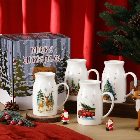 Tazas Hushee con diseño acuarela árbol navideño para bebidas cálidas