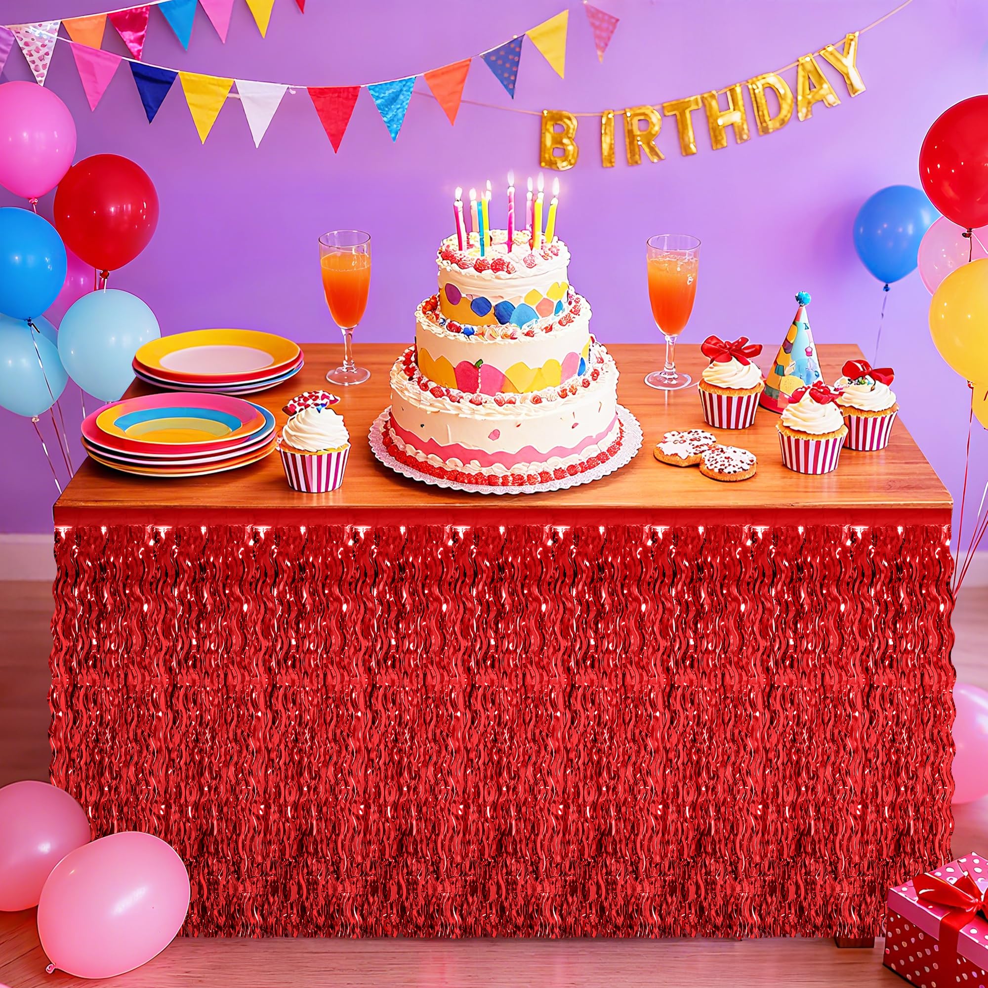 Ideal para fiestas con falda de mesa Huskein en rojo