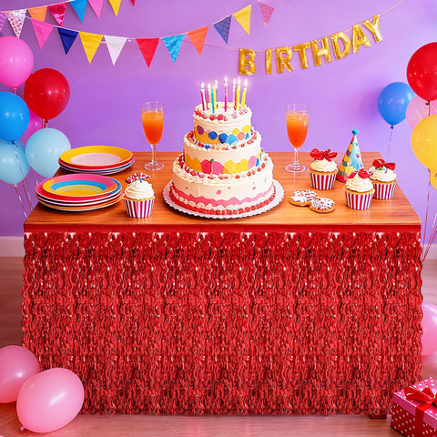 Ideal para fiestas con falda de mesa Huskein en rojo