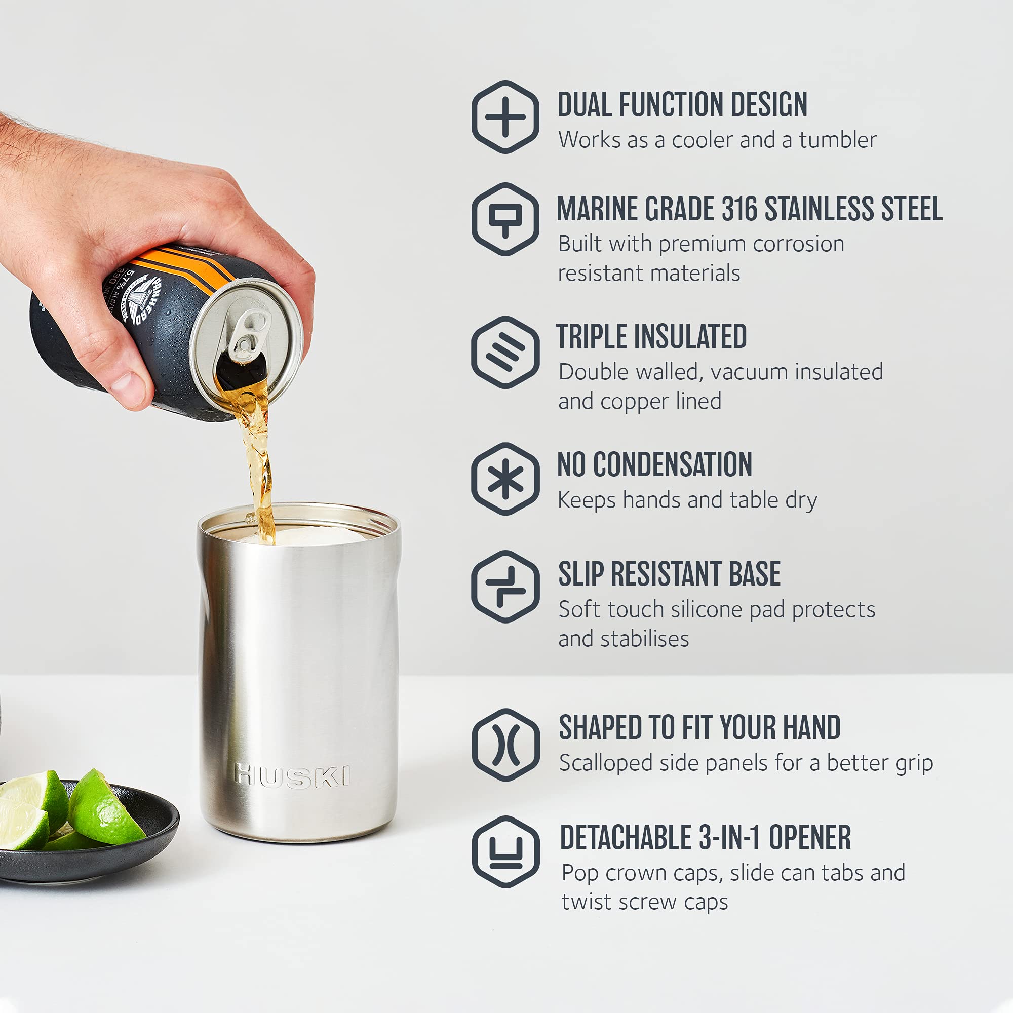 Huski Beer Cooler 2.0 funciona como vaso para beber cómodamente