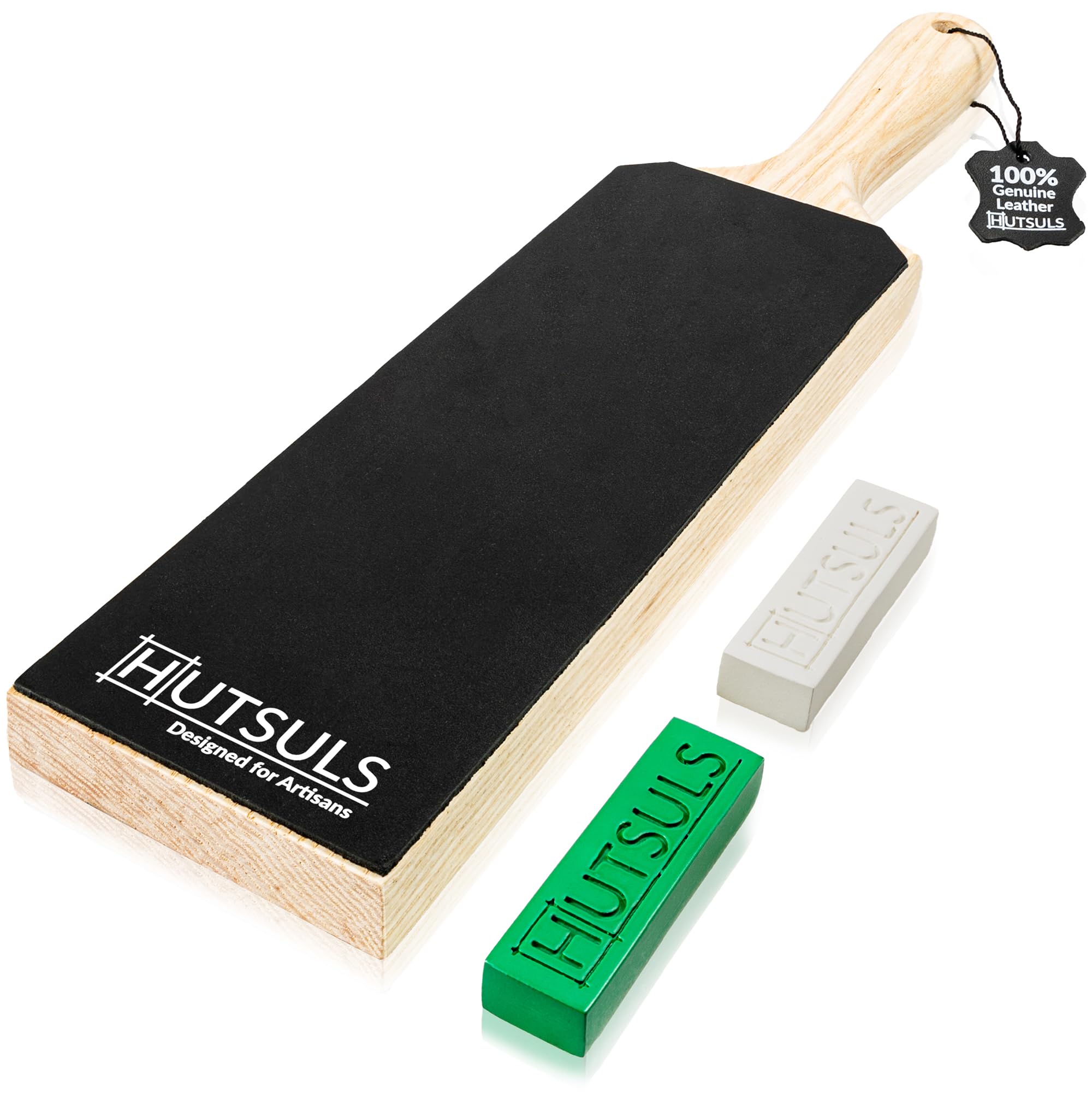 Hutsuls estrop de cuero 3x9, lado suave para afilar con precisión.