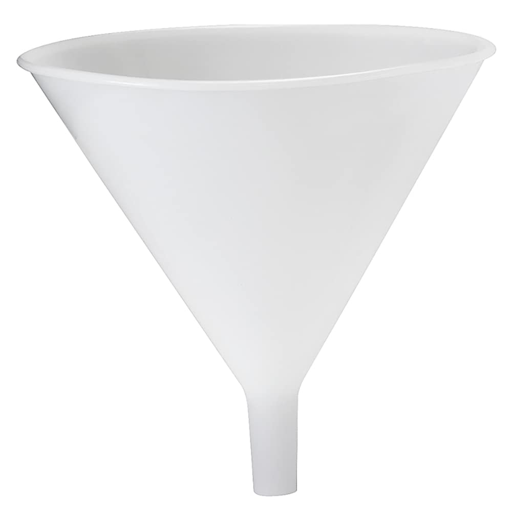 Cono plástico Hutzler 64 onzas para verter líquidos con control y vertido limpio.