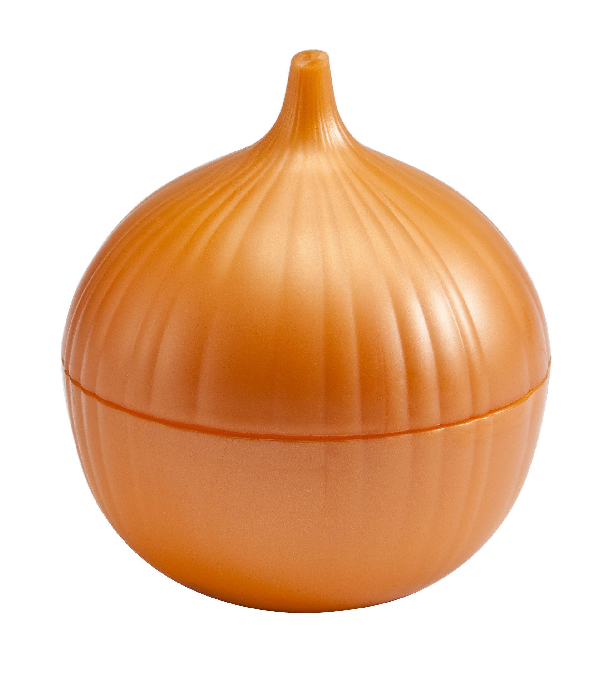 Conservador Hutzler para cebolla amarillo, vista frontal, mantiene frescas las porciones cortadas.