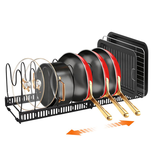 HuuDraLono: organizador extenso para ollas y sartenes debajo del mueble, orden y acceso rápido.
