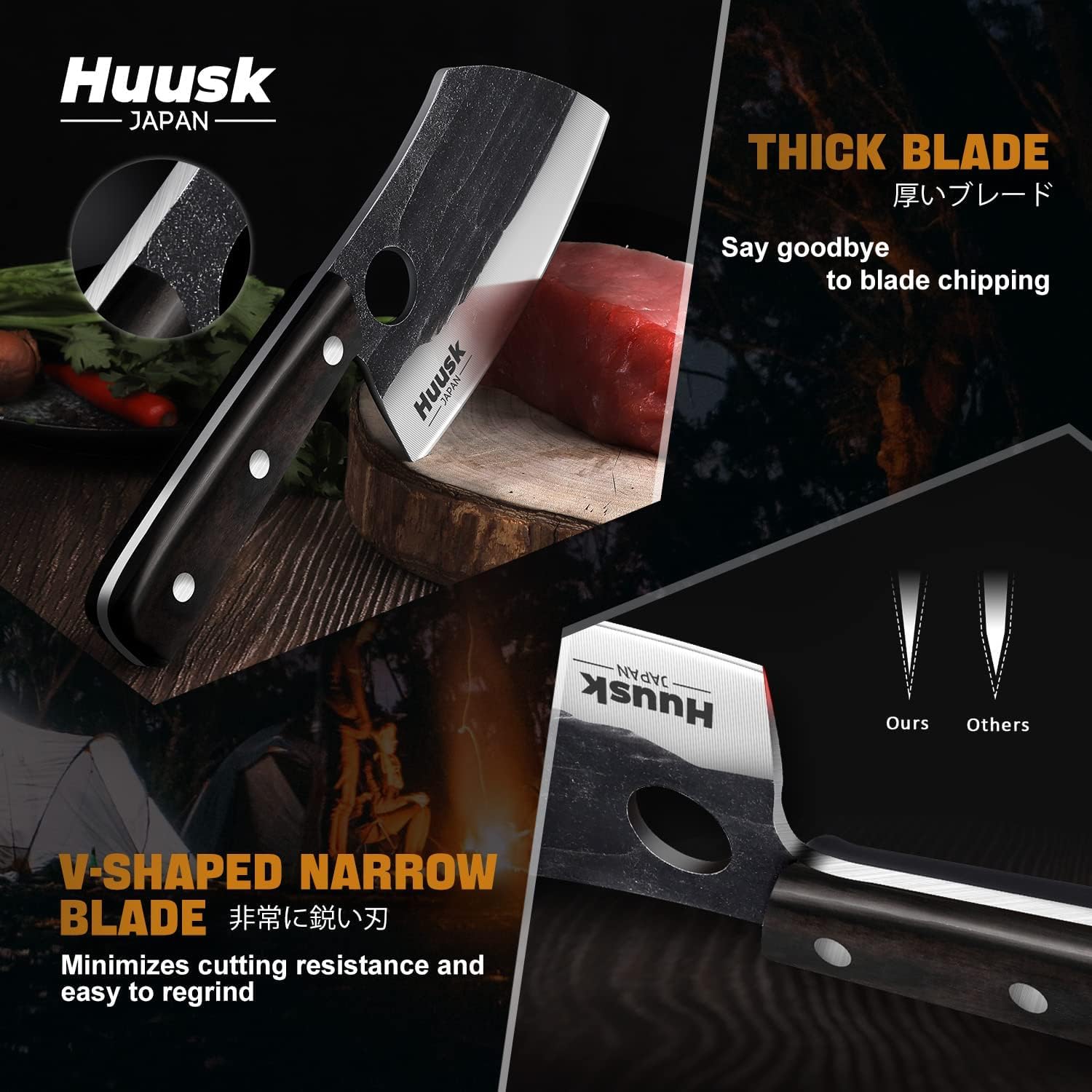 Huusk acero ATS-34 alto carbono filo duradero